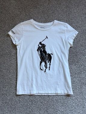 Polo by Ralph Lauren White Tee with Black Polo Player Graphic